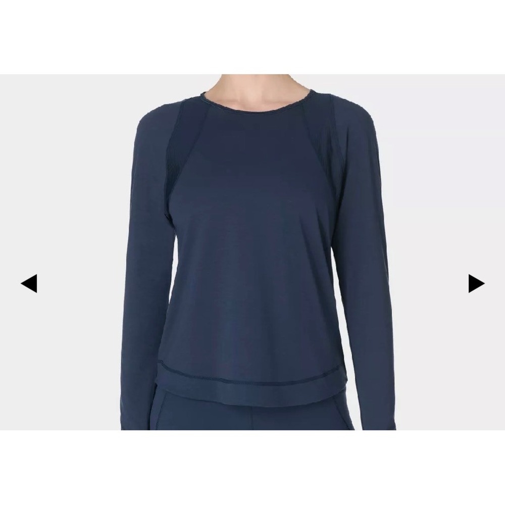 Sweaty Betty London Breathe Easy Mesh Long Sleeve Top Navy Blue Small S 6 NWT